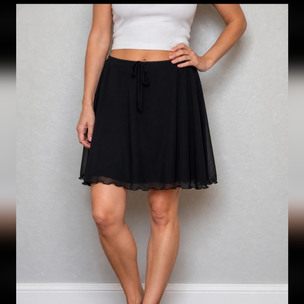ELISABETH Vintage Plus Size 1 Elastic Waist Black Layered Skirt